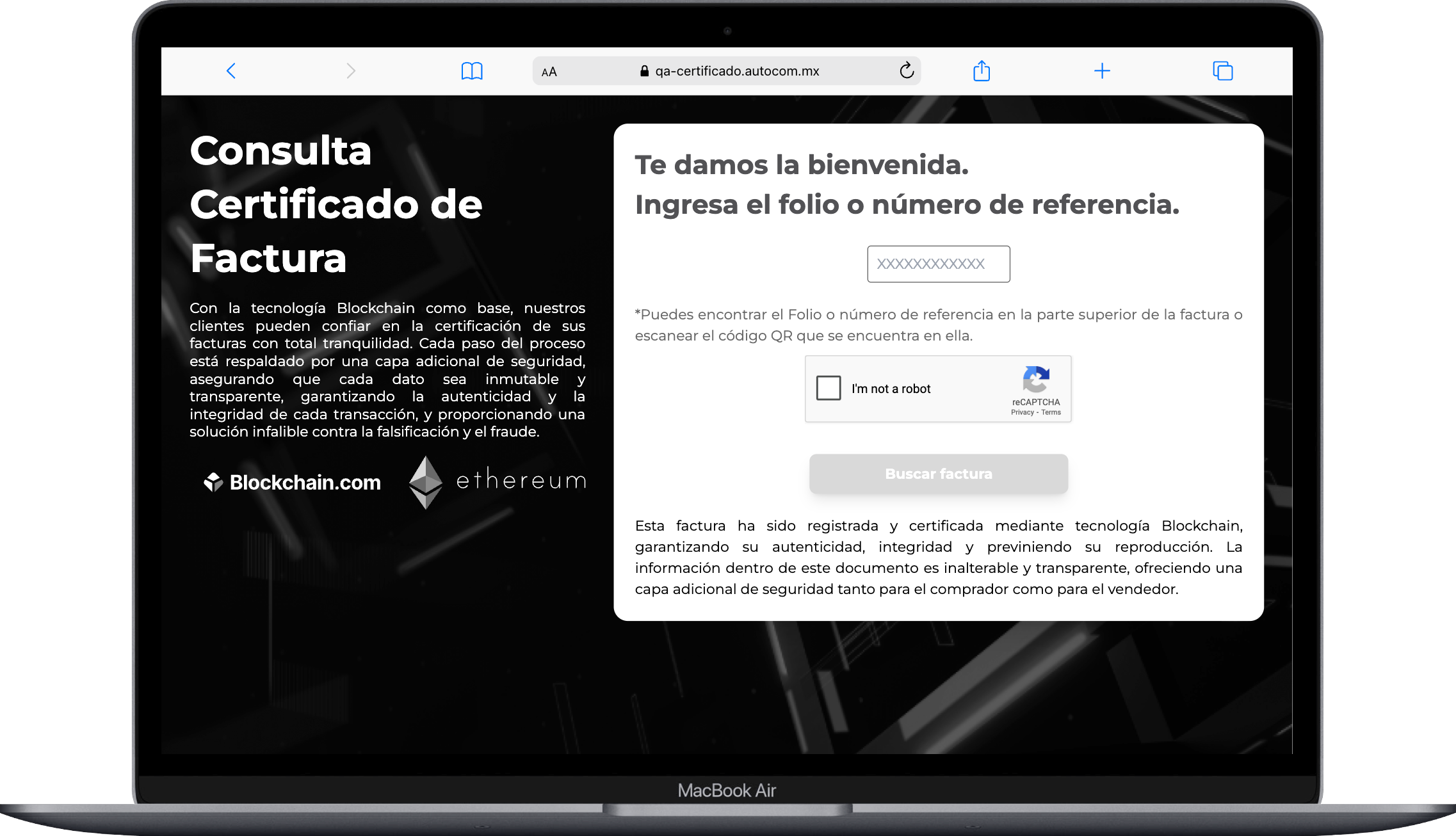 Captura del proyecto: Autocom Blockchain