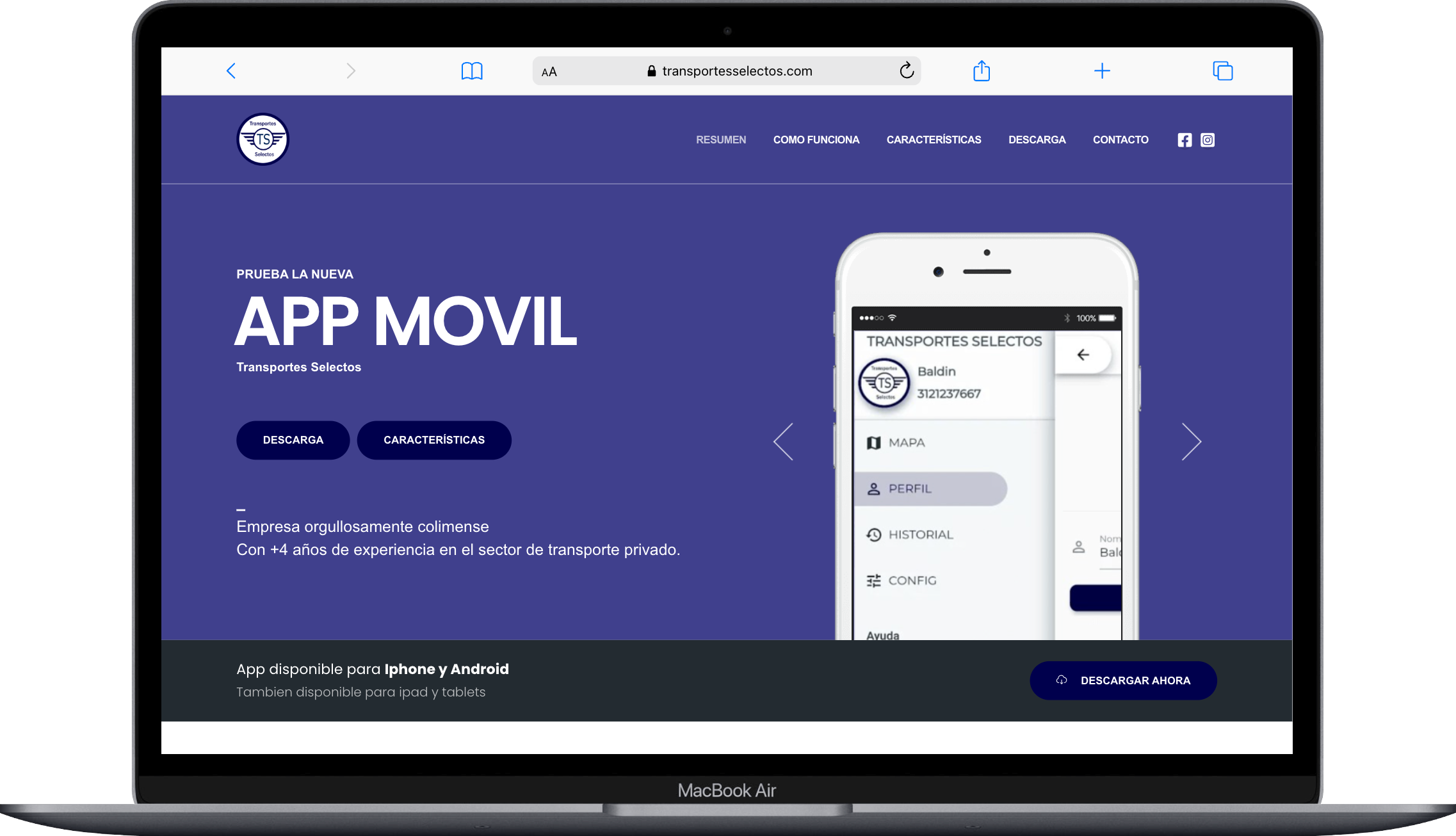 Captura del proyecto: Transportes Selectos – Admin Panel